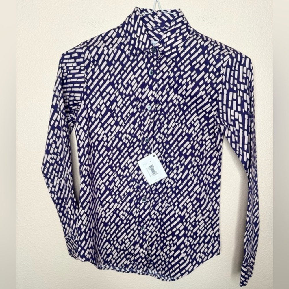 Amina Rubinacci Rectangular Pattern Button Down S… - image 1